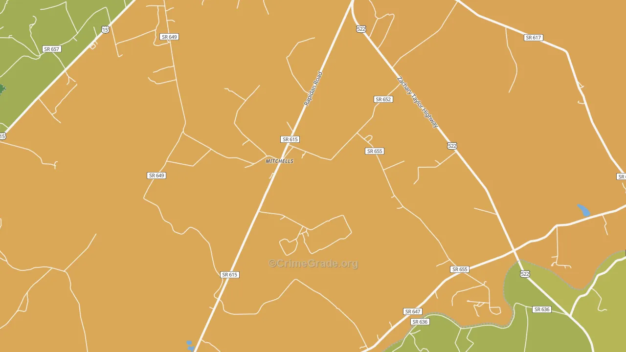 Mitchells, VA Map of Assault Rates