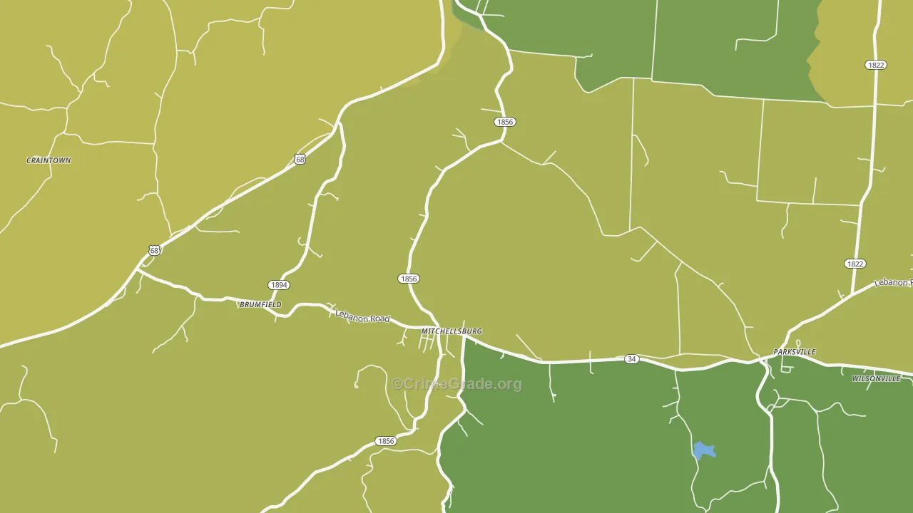 Mitchellsburg, KY Map of Assault Rates