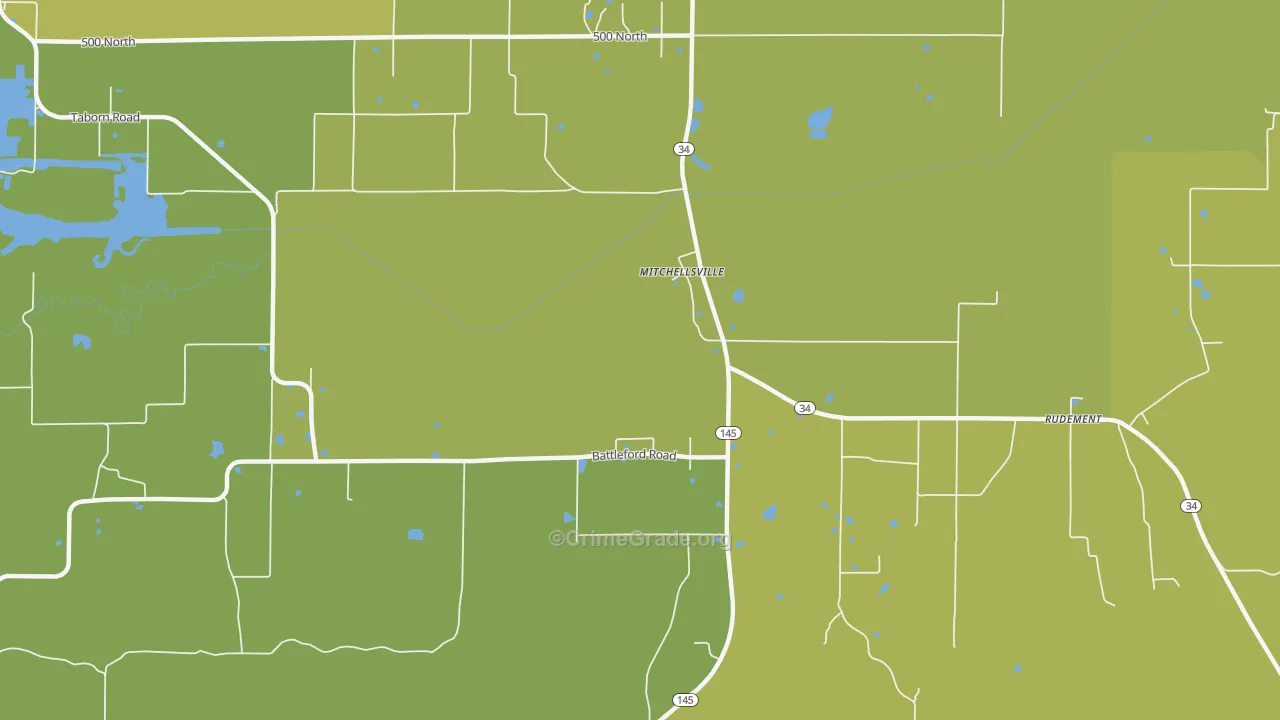 Mitchellsville, IL Map of Assault Rates