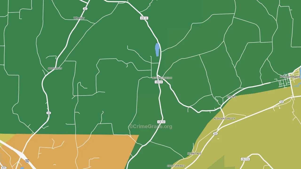 Mitchellsville, NY Map of Assault Rates