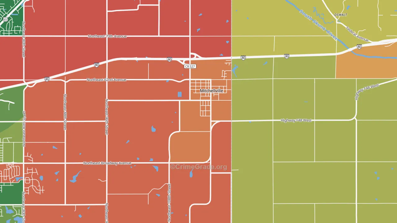 Mitchellville, IA Map of Assault Rates