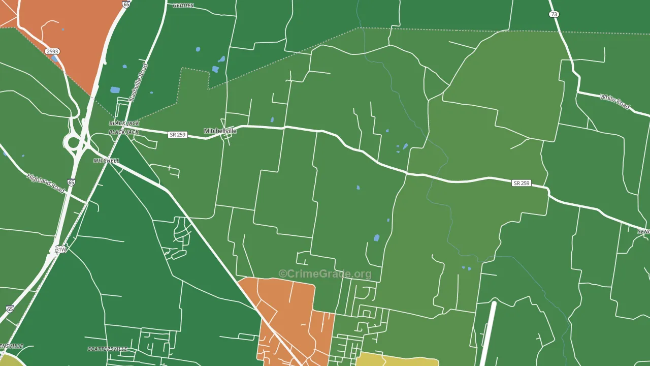 Mitchellville, TN Map of Assault Rates