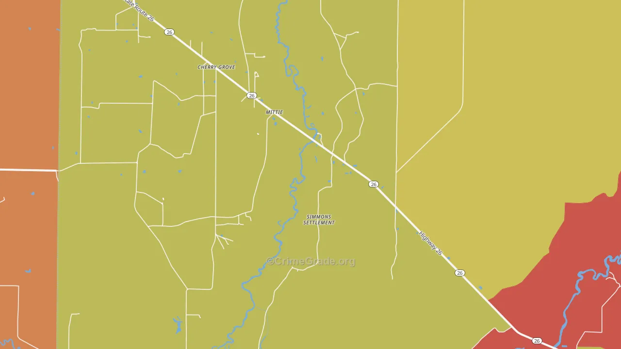 Mittie, LA Map of Assault Rates
