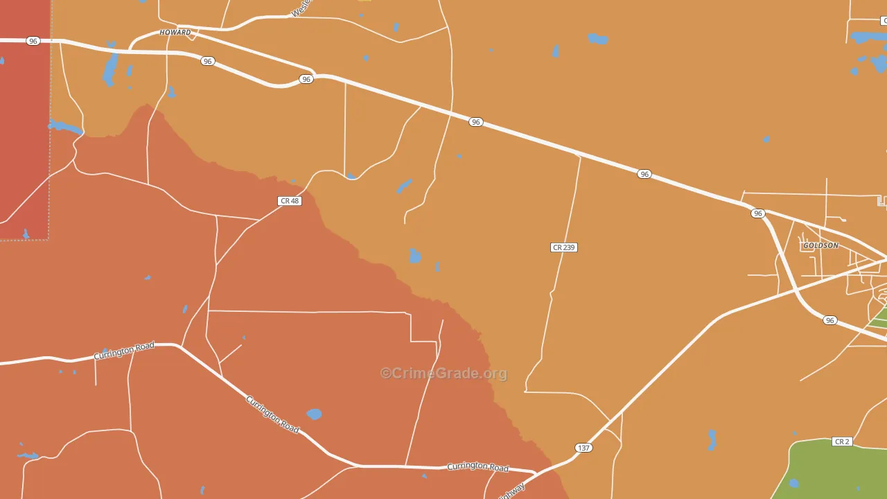 Mizell, GA Map of Assault Rates