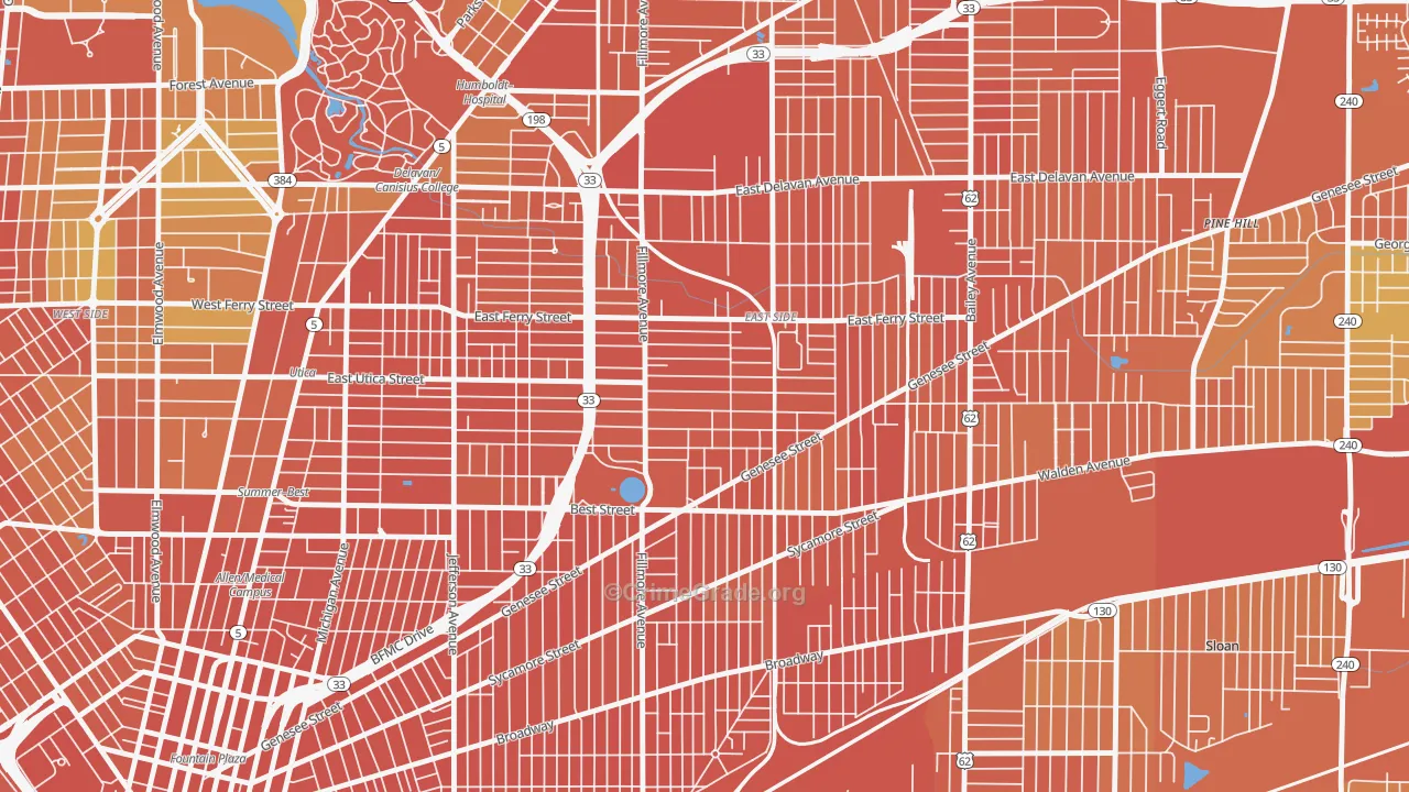 Mlk Park, Buffalo, NY Map of Assault Rates