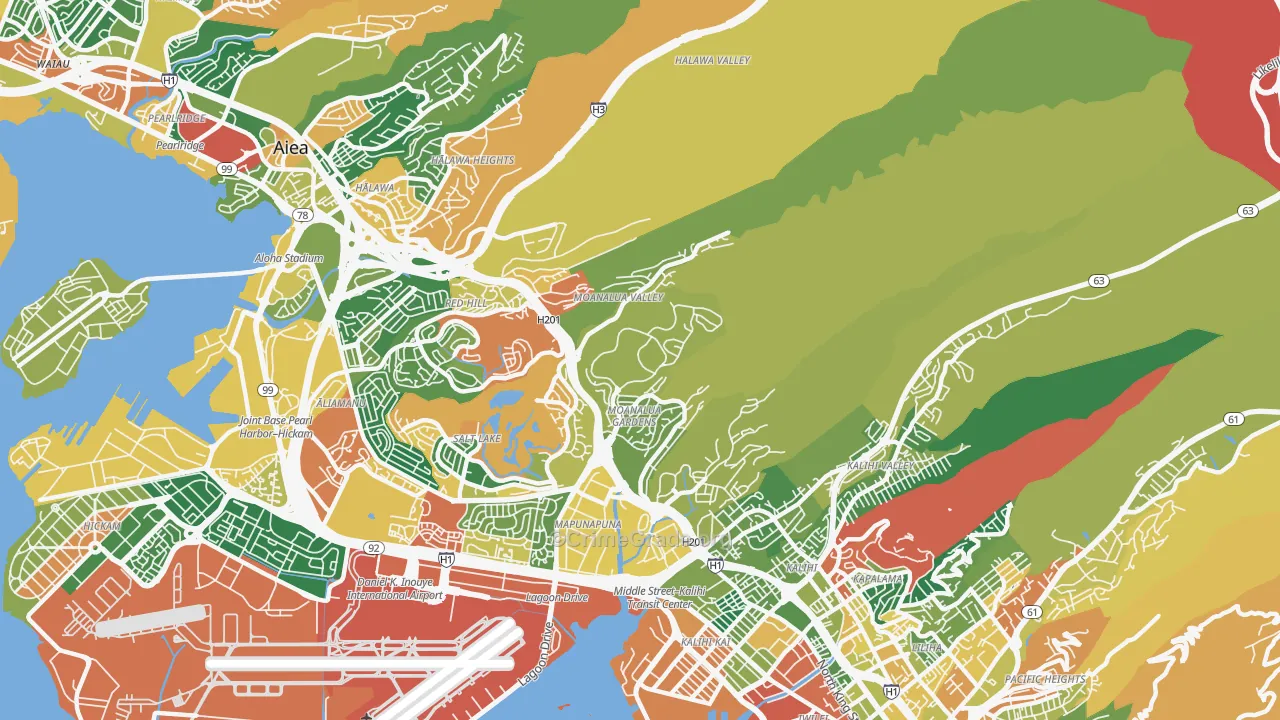 Moanalua, Honolulu, HI Map of Assault Rates