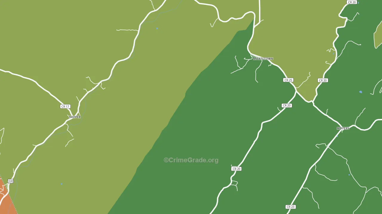 Moatstown, WV Map of Assault Rates