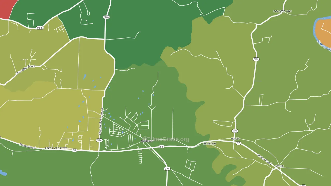 Moberly, KY Map of Assault Rates