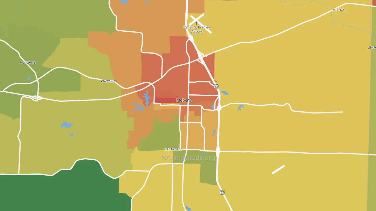 Moberly, MO Map of Assault Rates
