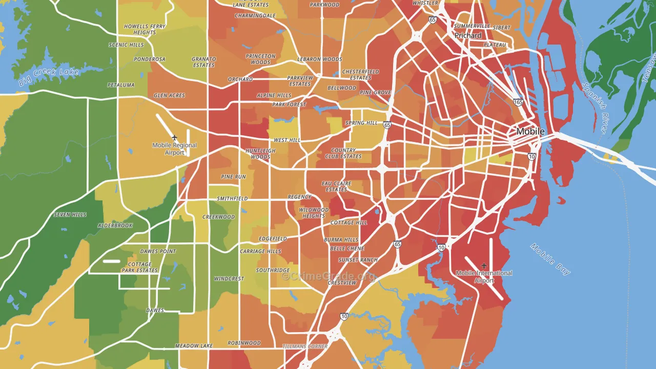 Mobile, AL Map of Assault Rates