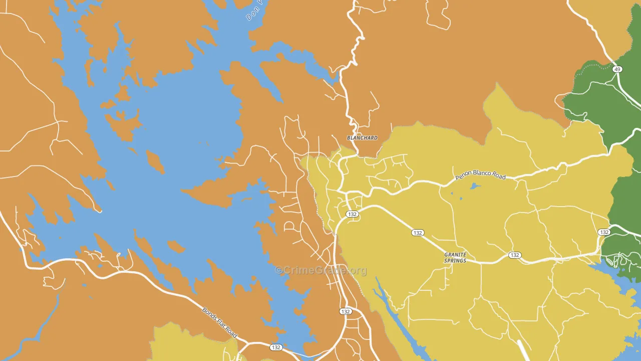 Moccasin, CA Map of Assault Rates