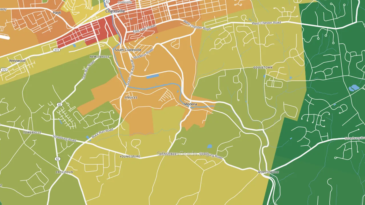 Modena, PA Map of Assault Rates