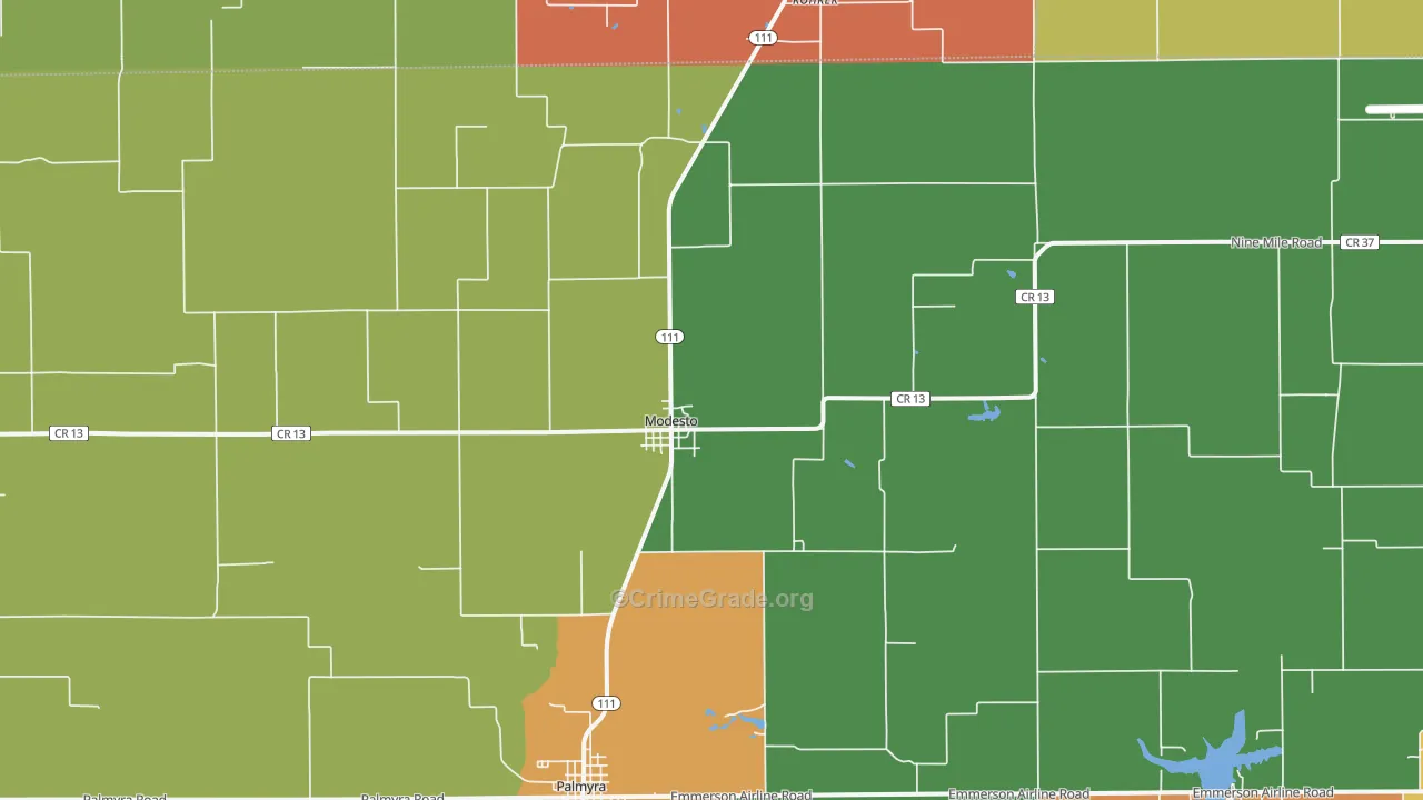 Modesto, IL Map of Assault Rates