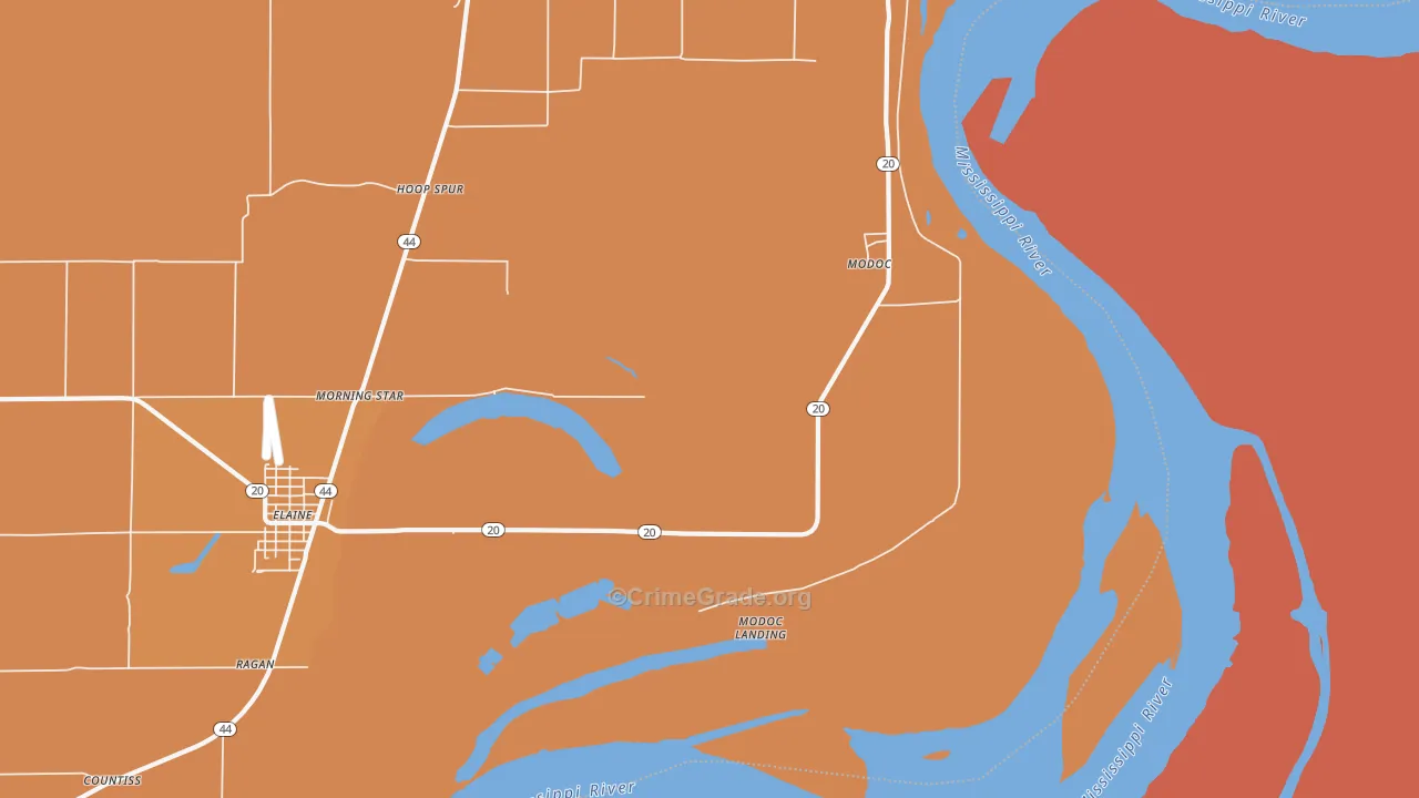 Modoc, AR Map of Assault Rates