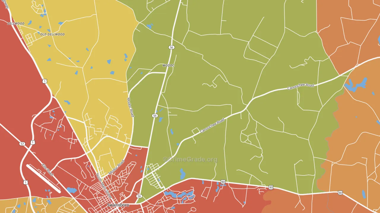 Modoc, GA Map of Assault Rates