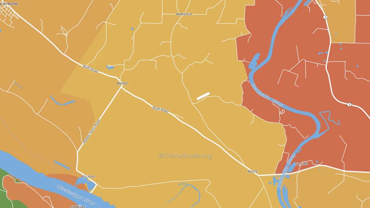 Modoc, IL Map of Assault Rates
