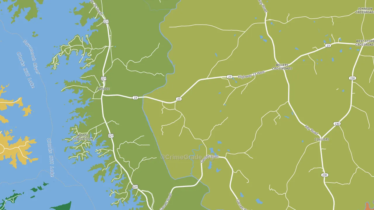 Modoc, SC Map of Assault Rates
