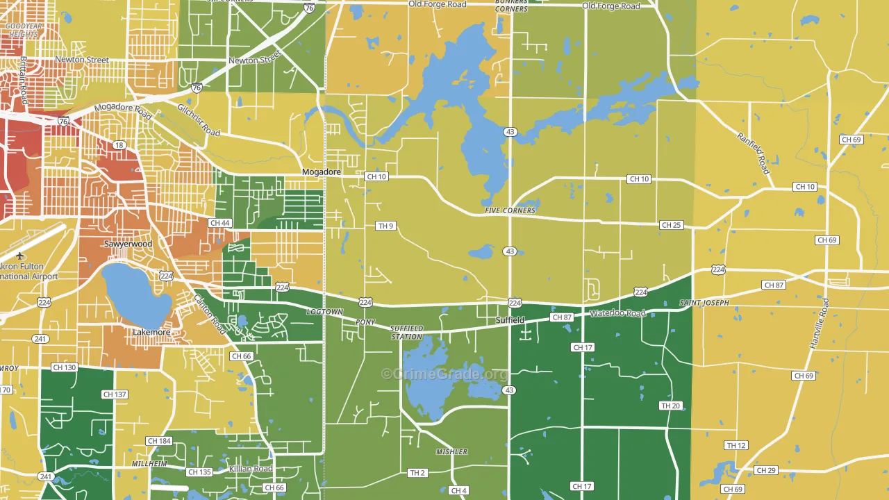 Mogadore, OH Map of Assault Rates