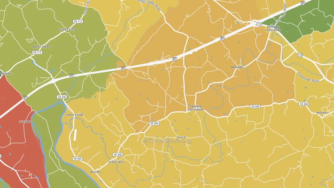 Mohawk, TN Map of Assault Rates