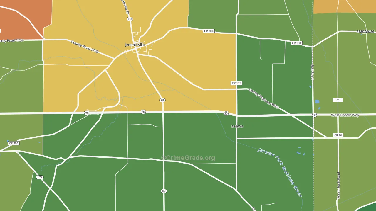 Mohicanville, OH Map of Assault Rates