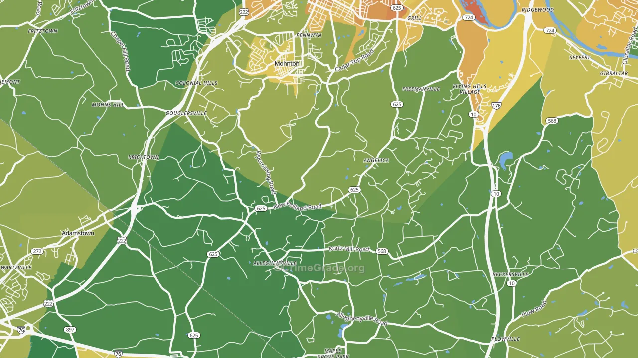 Mohnton, PA Map of Assault Rates