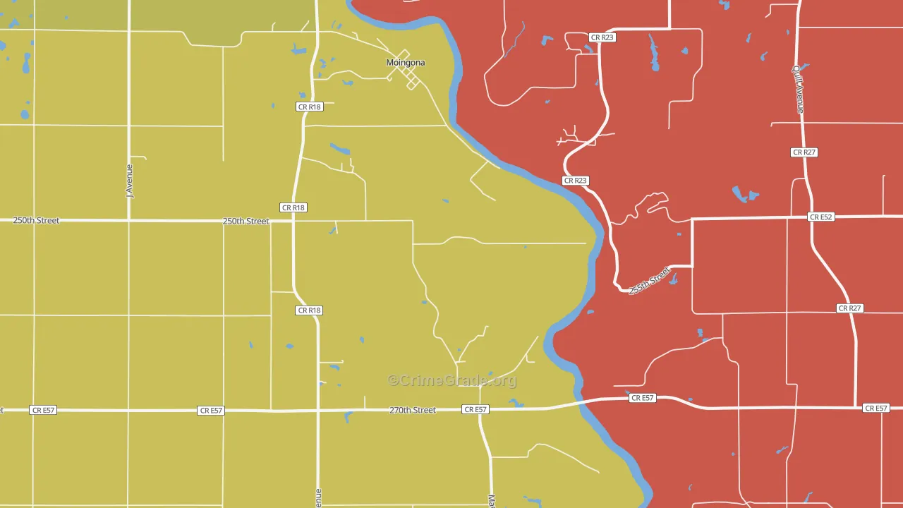 Moingona, IA Map of Assault Rates