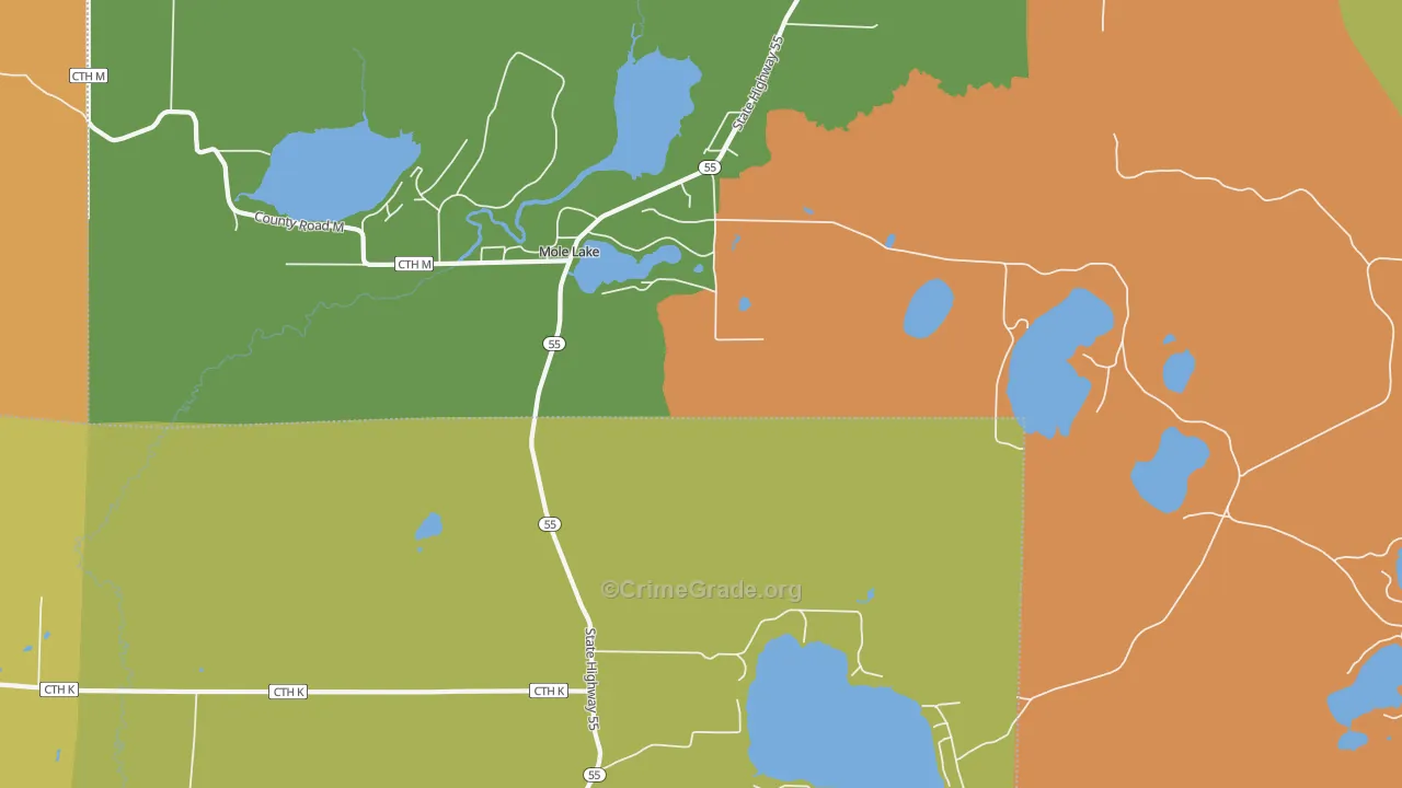 Mole Lake, WI Map of Assault Rates