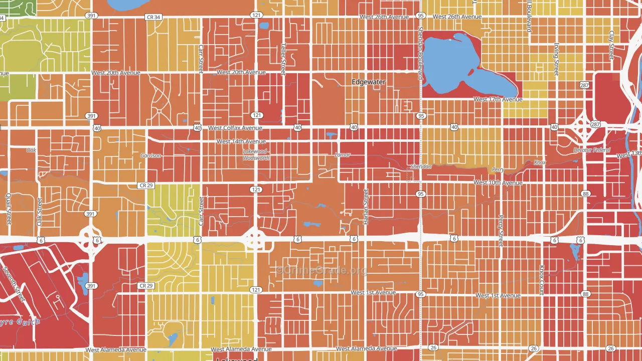 Molholm Two Creeks, Edgewater, CO Map of Assault Rates