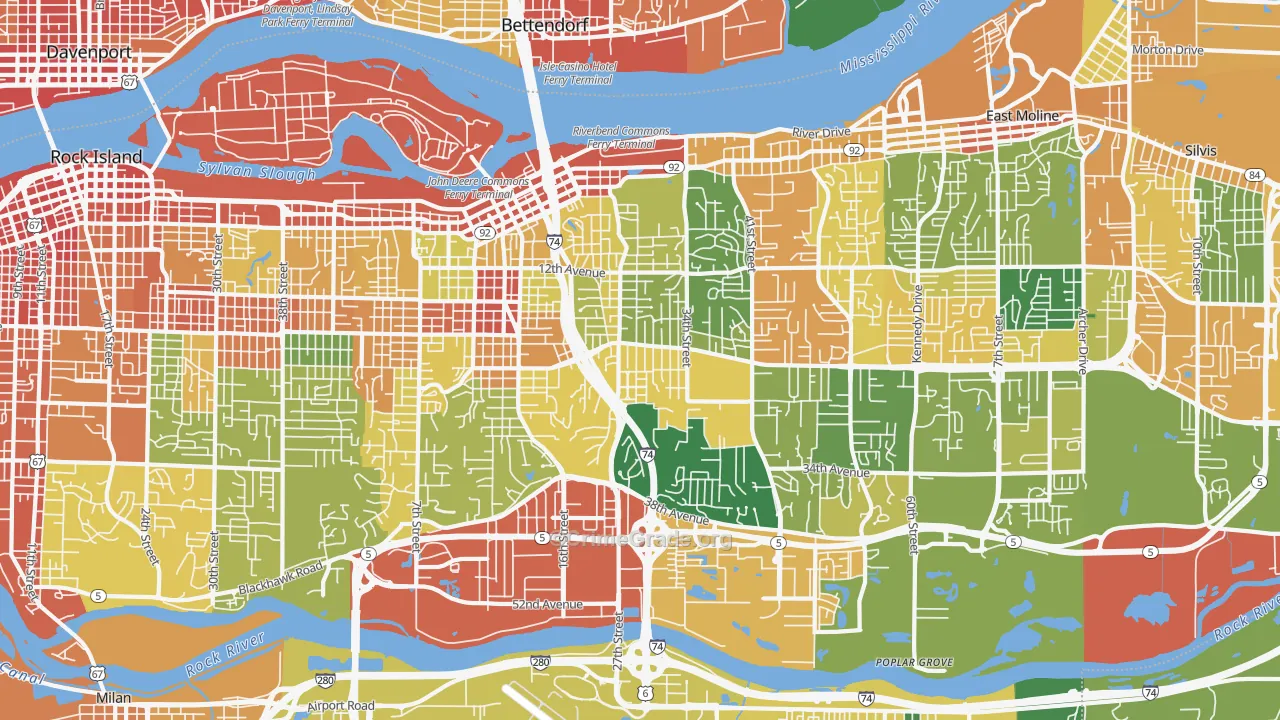 Moline, IL Map of Assault Rates