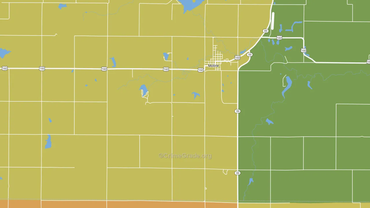 Moline, KS Map of Assault Rates