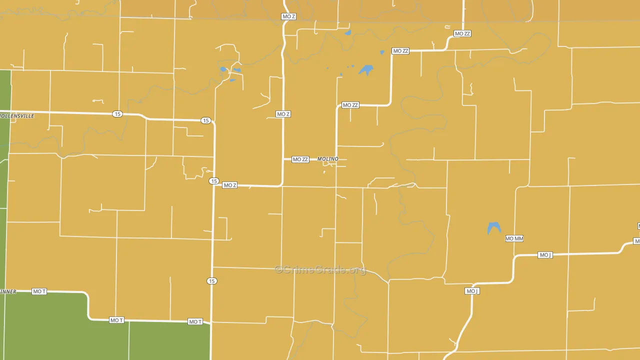 Molino, MO Map of Assault Rates
