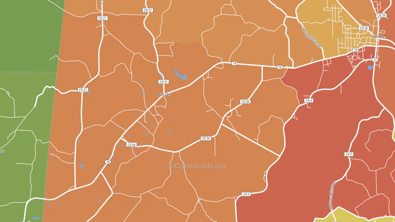 Molloy, AL Map of Assault Rates