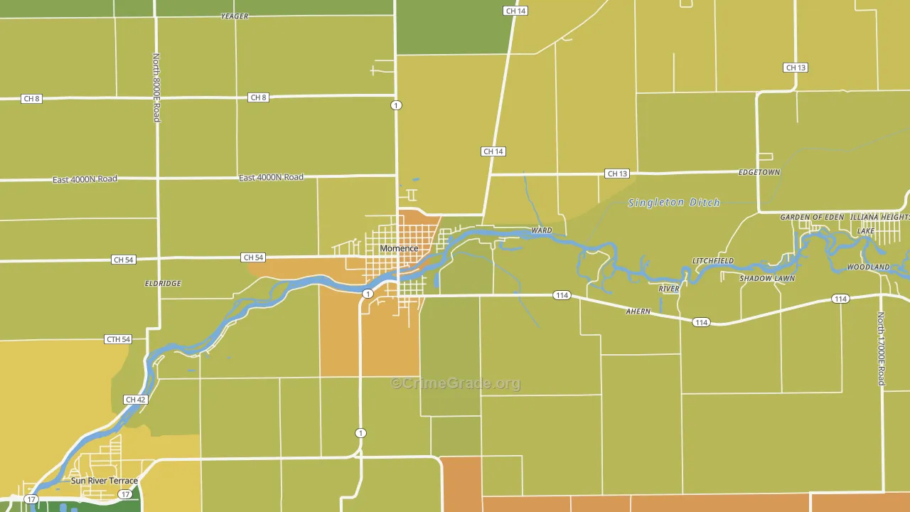 Momence, IL Map of Assault Rates