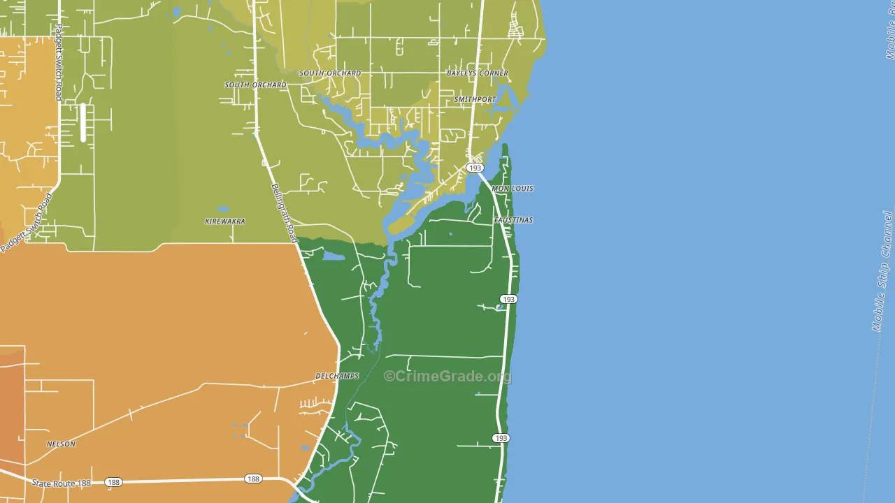 Mon Louis, AL Map of Assault Rates