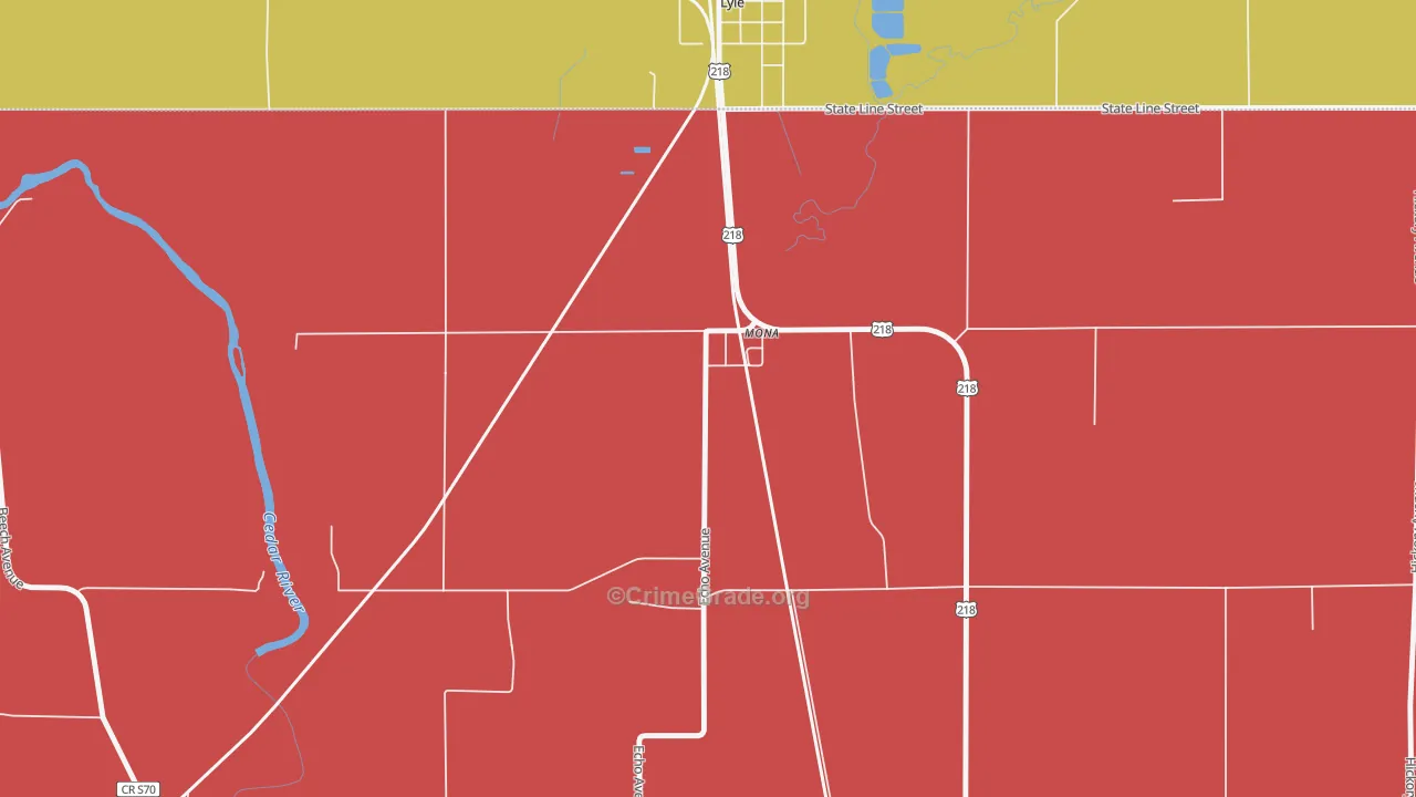 Mona, IA Map of Assault Rates