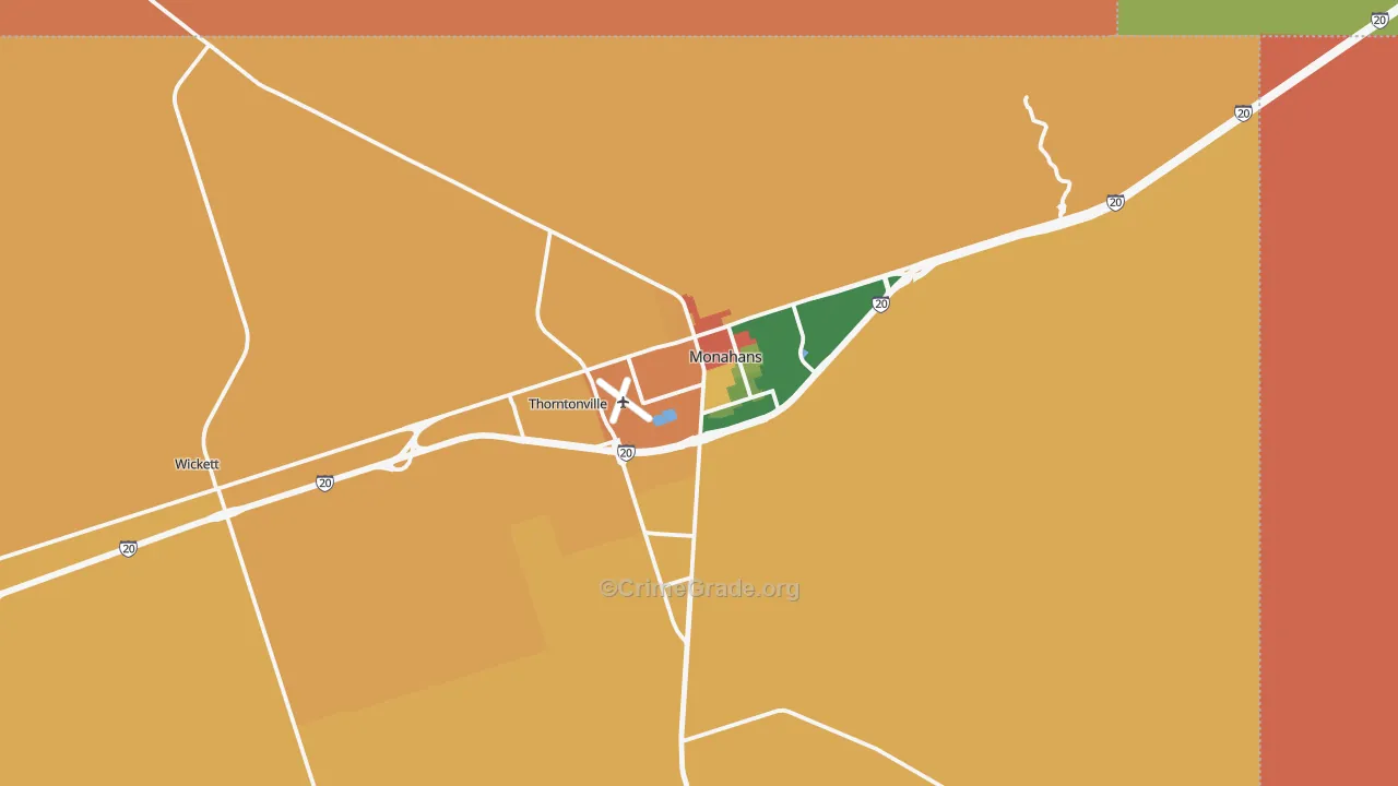 Monahans, TX Map of Assault Rates