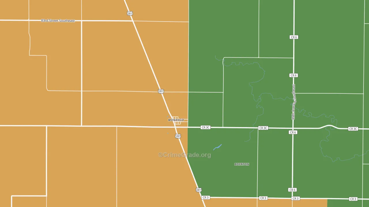 Monango, ND Map of Assault Rates
