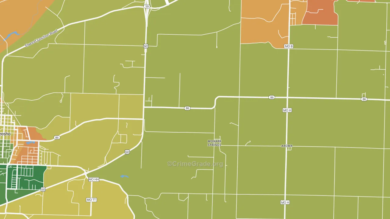 Monark Springs, MO Map of Assault Rates