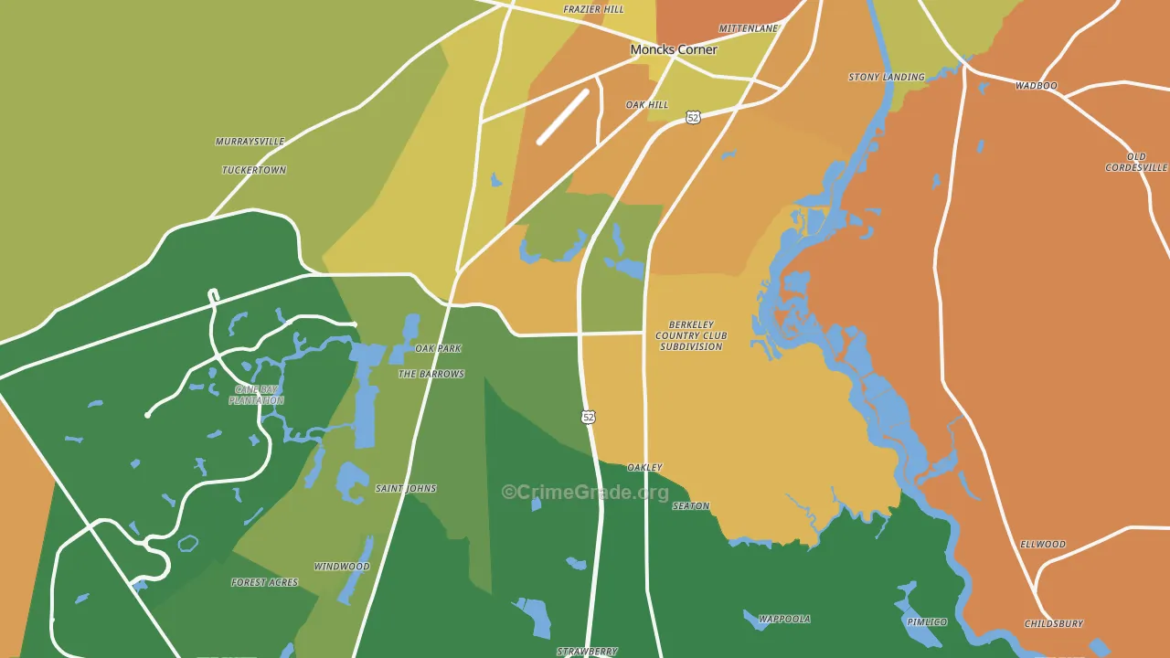 Moncks Corner, SC Map of Assault Rates