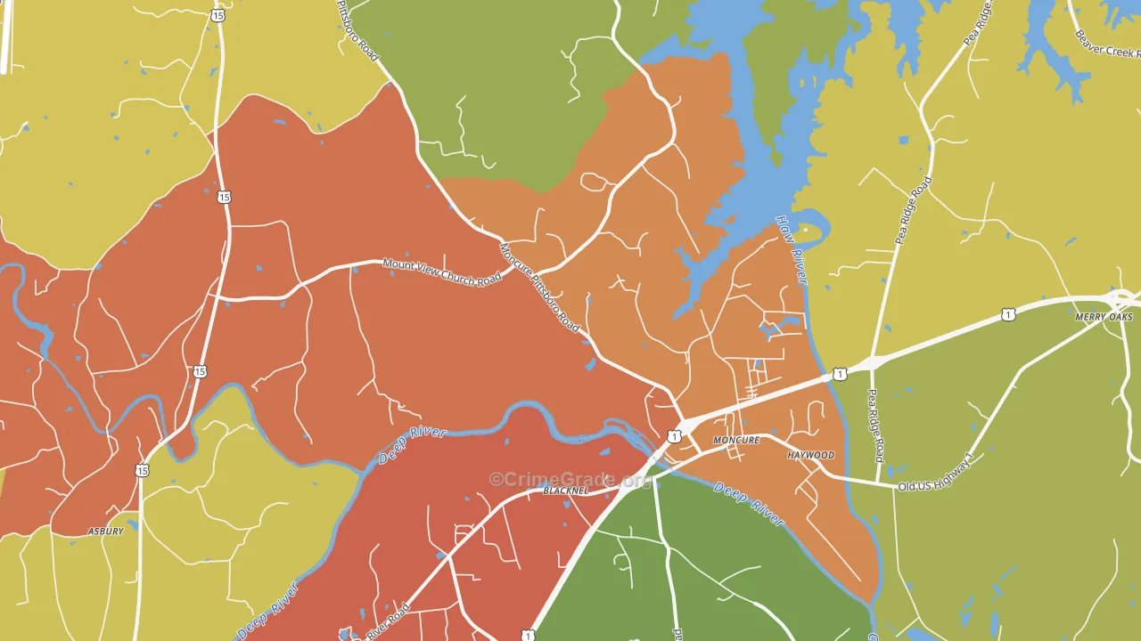 Moncure, NC Map of Assault Rates