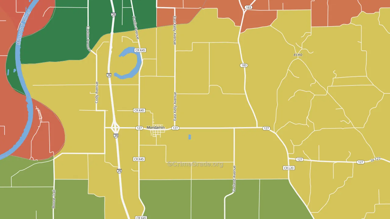 Mondamin, IA Map of Assault Rates