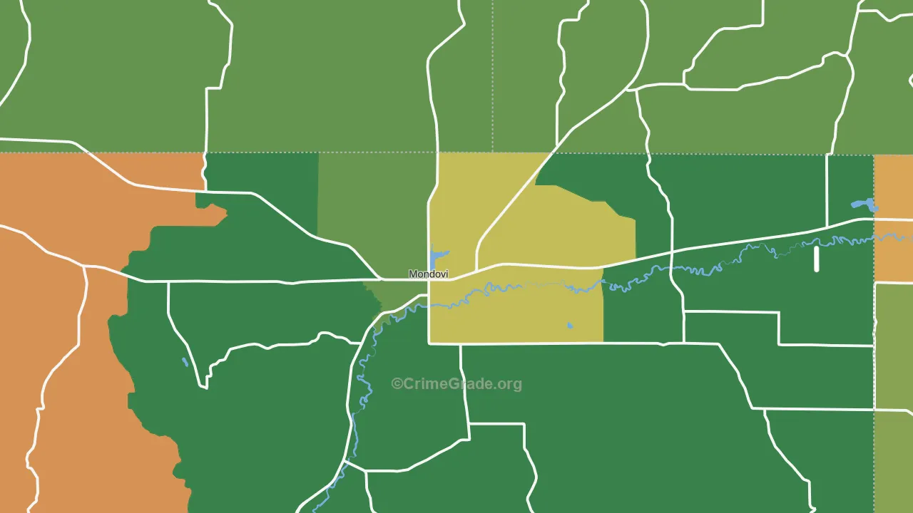 Mondovi, WI Map of Assault Rates