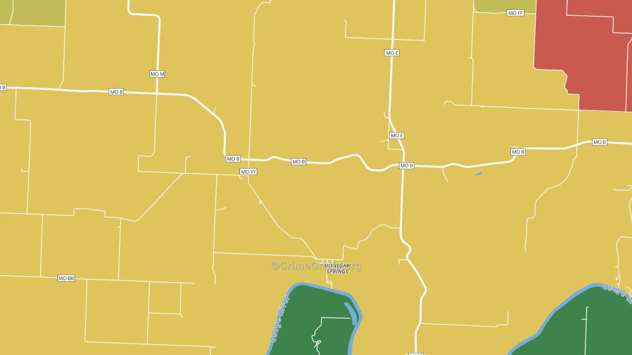 Monegaw Springs, MO Map of Assault Rates