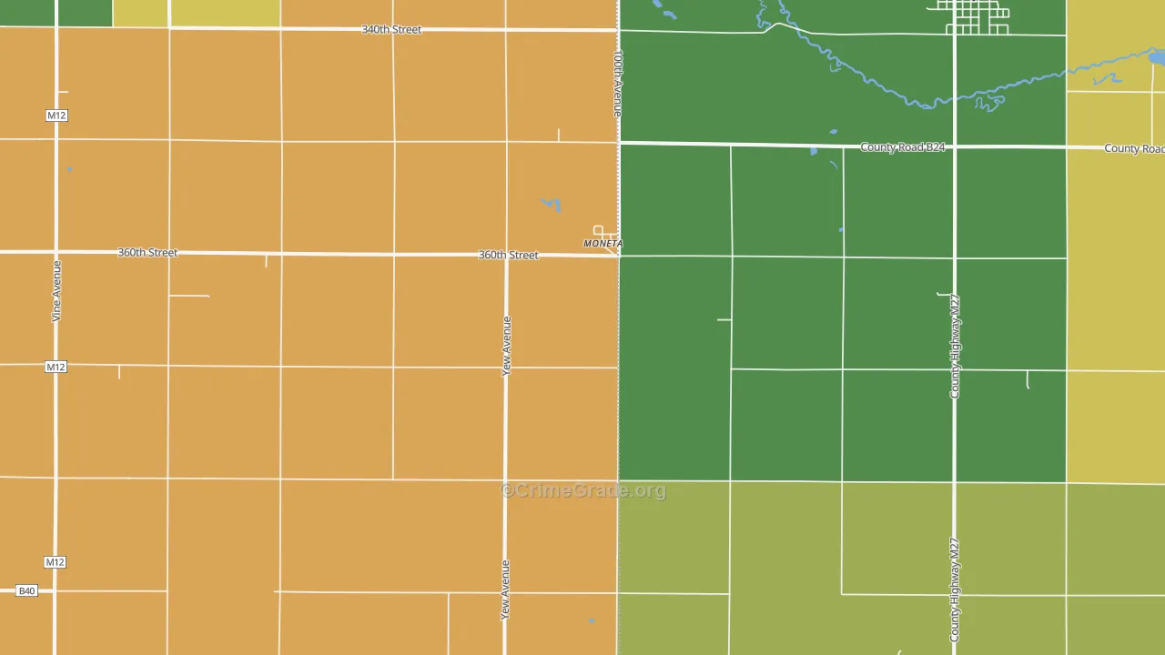 Moneta, IA Map of Assault Rates