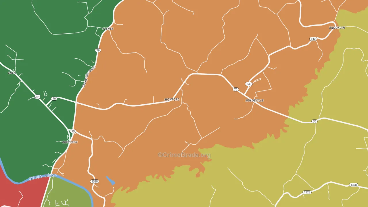 Monford, KY Map of Assault Rates