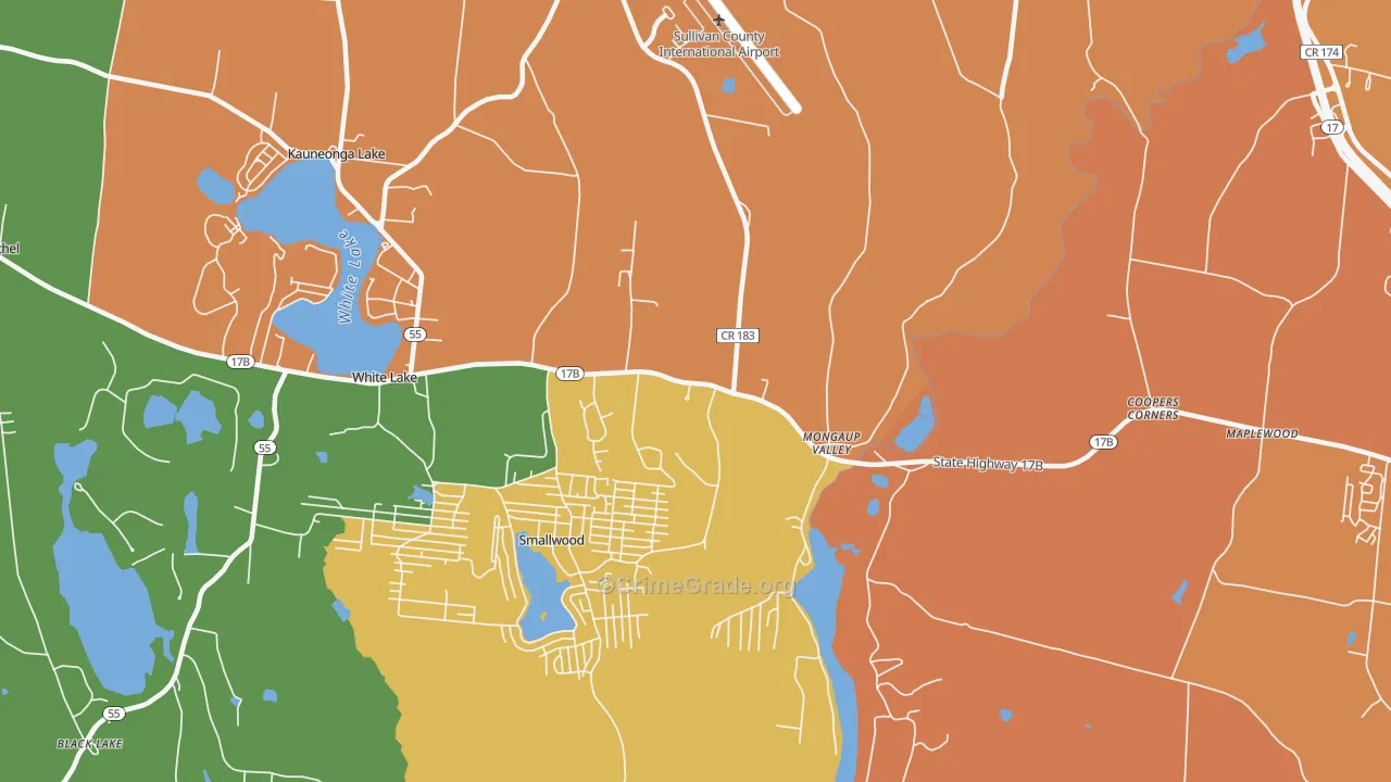 Mongaup Valley, NY Map of Assault Rates