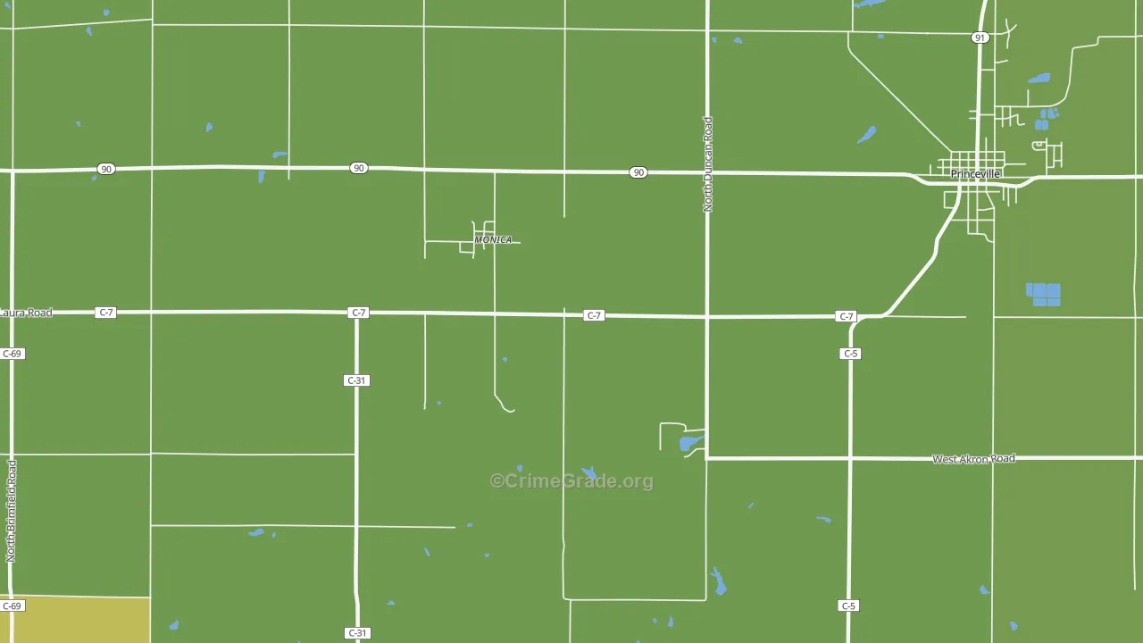 Monica, IL Map of Assault Rates