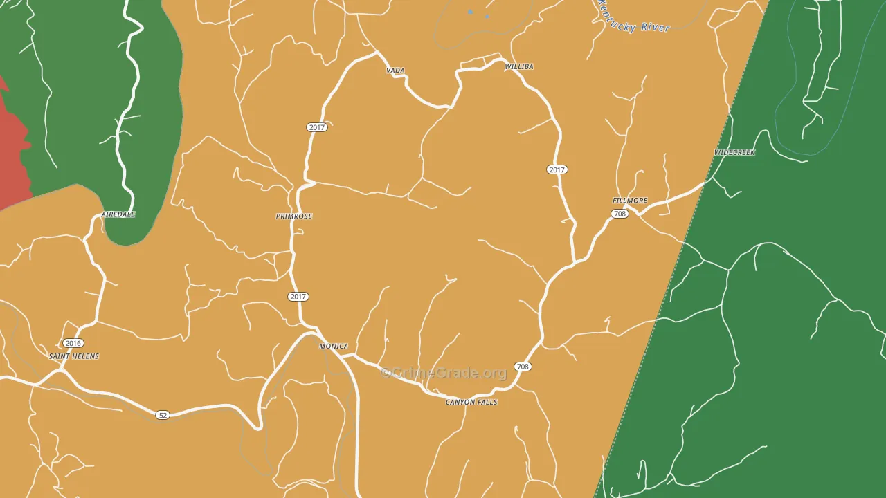 Monica, KY Map of Assault Rates