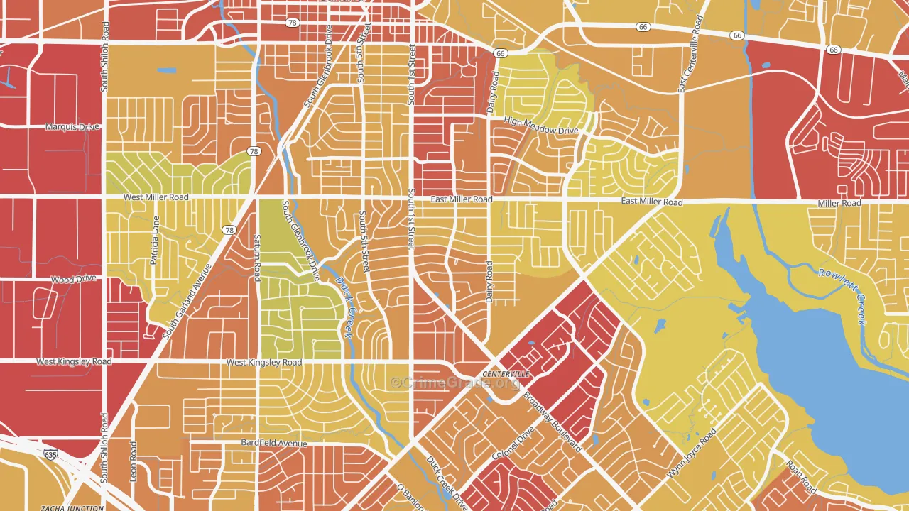 Monica Park, Garland, TX Map of Assault Rates