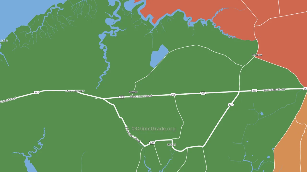 Monie, MD Map of Assault Rates